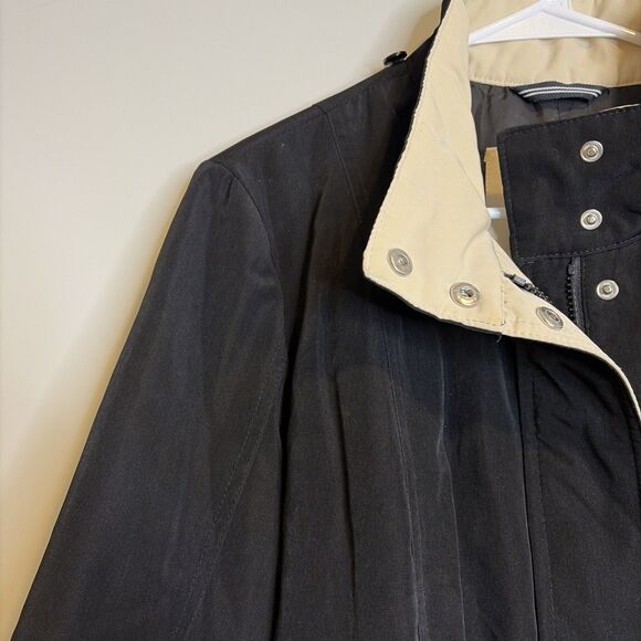 Nautica Coat Sz LP Women’s Black Ivory Polyester Zip Snap Jacket Missing Hood - Picture 6 of 16
